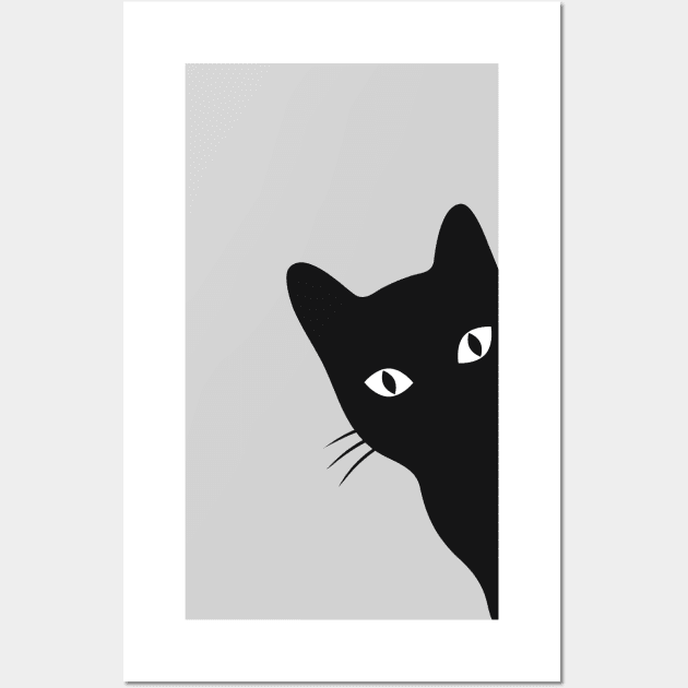 Sneaky Cat Behind The Corner Funny. Wall Art by DesignArchitect